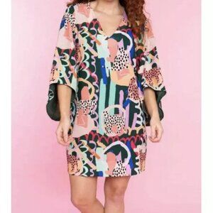 Crosby by Mollie Burch Mini Dress Animal Print 60s Go-Go Artsy Colorful Size S